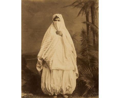 NO RESERVE Algeria.- Algerian studio portraits, two albumen prints, each c. 275 x 210 mm. (10 1/2 x 8 1/4 in.), mounted on co