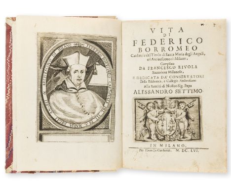 Rivola (Francesco) Vita de Federico Borromeo, engraved portrait frontispiece, title with engraved arms, woodcut head- and tai