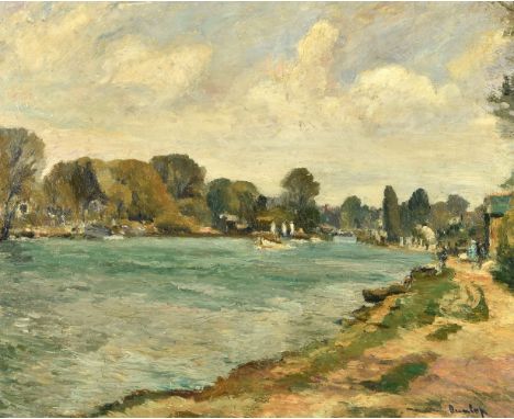 λRonald Ossary Dunlop (British 1894-1973) The Thames at Walton Oil on canvas Signed lower right 65.5 x 77cm (25¾ x 30¼ in.) λ