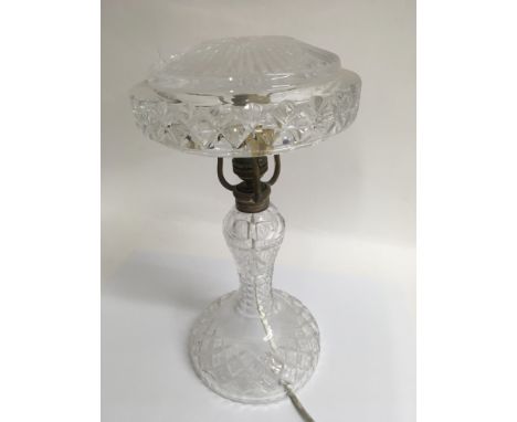 A cut glass table lamp