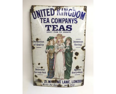 A enamel sign United Kingdom tea company's 61cm by 92 cm