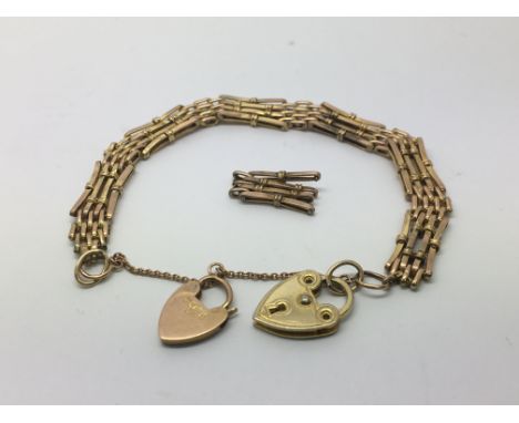 A 9ct gold gate bracelet, approx 11.2g.