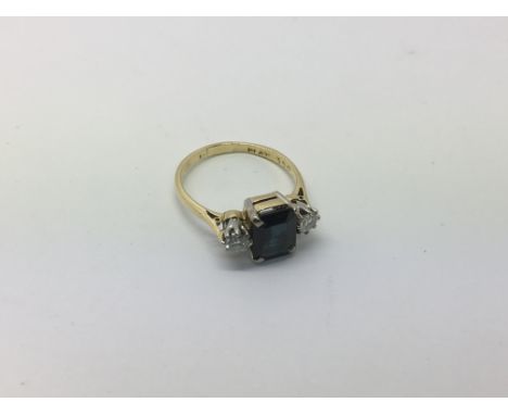 An 18ct gold, diamond and sapphire ring, approx size K and approx 3g.