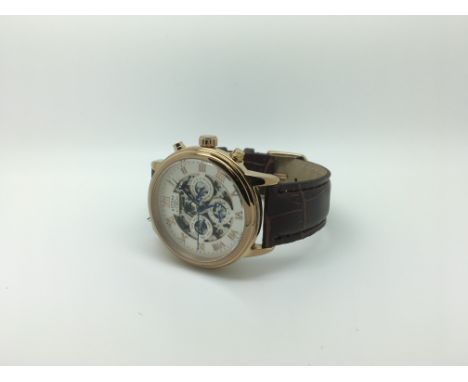 A Gentlemans boxed automatic Rotary skeleton watch with leather strap