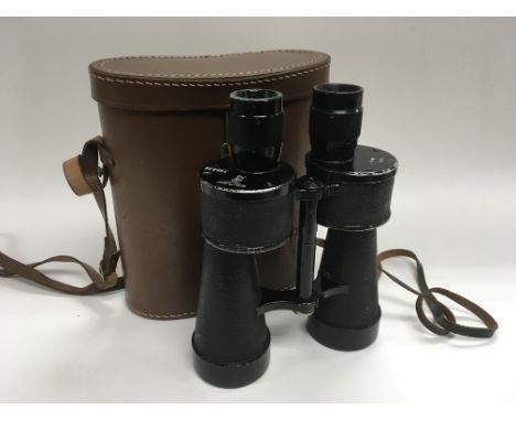 A pair of WW2 German Kriegsmarine U Boat binoculars 7x50 by E Leitz, Wetzar. Comes with a fitted case.