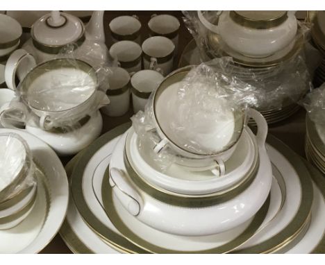 An extensive Royal Doulton bone China dinner service Belvedere pattern. Including tureens plates bowls tea pots coffee pots e
