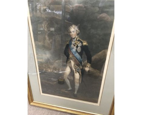 A gilt framed print portrait of Nelson 40 by 65 cm