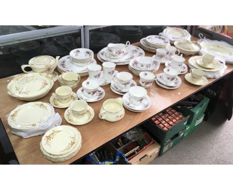 A Royal Albert 'Lavende Rose' pattern part dinner and tea service and a set by Meakin