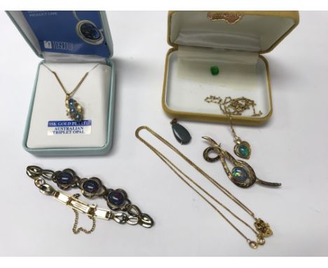 A collection of opal and doublet jewellery some gold.