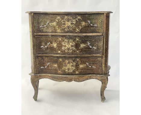 FLORENTINE COMMODE, early 20th century giltwood and incised decoration with three long drawers, 80cm W x 37cm D x 79cm H. 