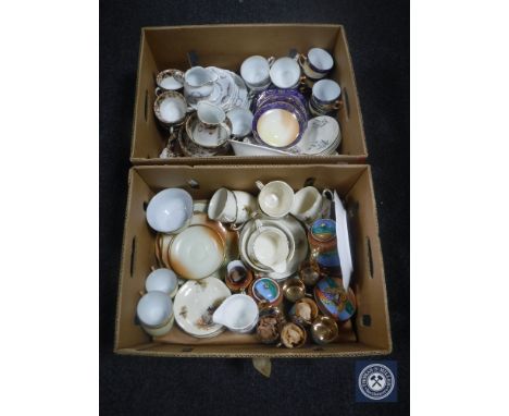 Two boxes of part tea sets, Victorian tea china, Japanese tea service etc 