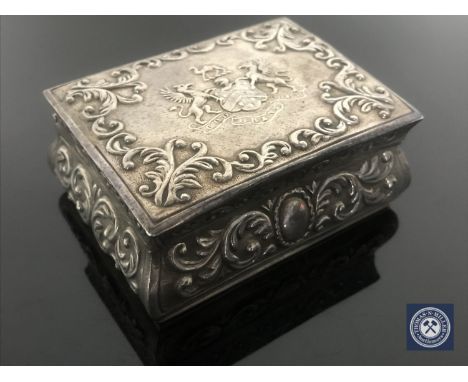 A silver trinket box by Mappin &amp; Webb, London 1895 CONDITION REPORT: 131g. This measures 9cm by 7cm by 4cm. There is a sm