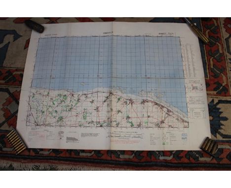 WW2 British Army Map of the Normandy coastline, Creully&nbsp;'from the same army officer as the D Day maps sold in our last F