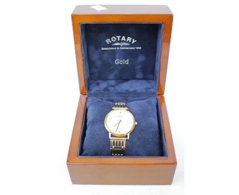 Gents Rotary Elite Wristwatch with 18K case, on a 9ct Gold Bracelet