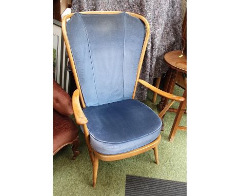 Ercol Double bow back Easy Chair 1956-62 Blue Label Present