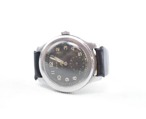 CYMA World War II military issued 'Dirty Dozen' stainless steel cased gentleman's mechanical wristwatch, the black dial set w