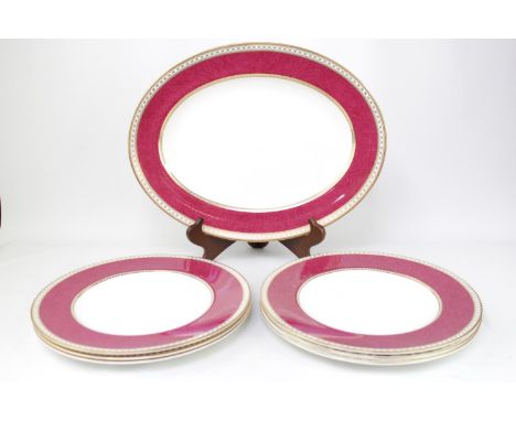 Collection of Wedgwood Ruby Ulander dinner plates &amp; Platter 