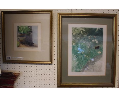 2 Limited edition prints by Robert R Greenhalf entitled 'Geraniums' and 'Oxeyes' 