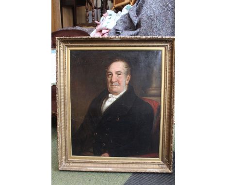Large 19thC Oil on Canvas Portrait of a Elderly Gentleman, unsigned in Gilt Gesso frame 63 x 78cm 