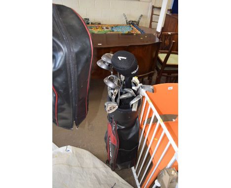 Golf caddy and selection of clubs