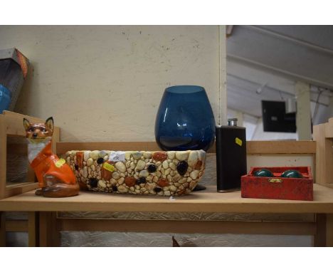Mixed Lot to include Silvac dish, hip flask, model of a fox etc