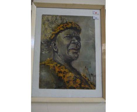 British School, 20th century, Portrait of an African tribal man, bears signature 'Cox' and dated 1947, oil on canvas backed o