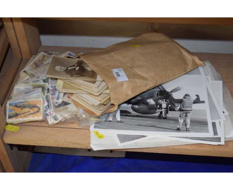 Quantity of photographs, military interest, quantity of vintage portrait photographs and cigarette cards
