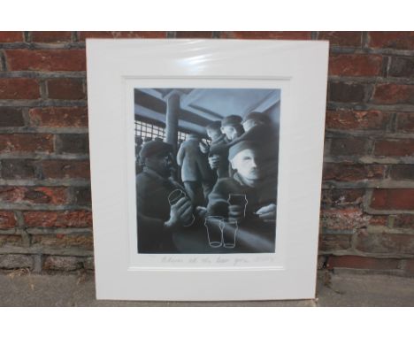 Mackenzie Thorpe, figures in a tavern, 'Where's all the beer gone', limited edition lithograph, numbered 465/850, inscribed a