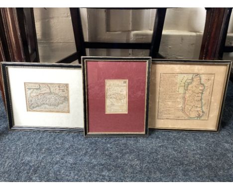 A Pieter Van Den Keere (Miniature Speed) engraved map of Sussex, 9cm by 12.5cm, a Robert Morden 'Playing-card' map of Sussex,
