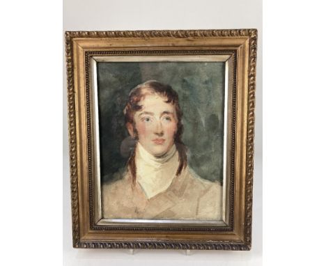 19th century school, portrait of a young man, watercolour, unsigned, 24cm by 19cm