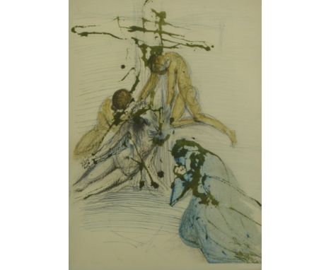 Salvador Dali: Lithograph "De Cruce Deposition" plate 97 with certificate stating that the item is authenticated by Bruce Hoc