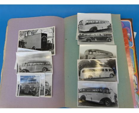 An extensive collection of photographs, postcards and promotional items relating to vintage lorries, buses, fire engines, tra