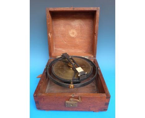 A cased C H Bianchetti & Cie Marseilles brass gimballed surveyors sighting dial/compass
