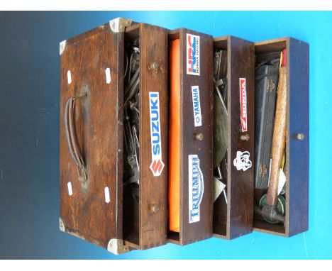 An engineer's chest of tools including micrometers, marking out tools etc 