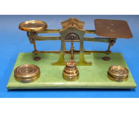 A set of possibly Setten & Durward postage scales with Arts and Crafts / Art Nouveau Archibald Knox inspired supports, marked