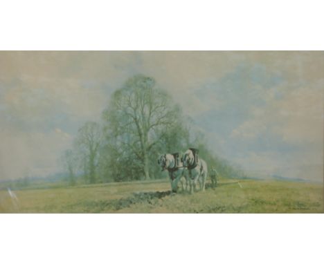 David Shepherd signed limited edition 'Spring Ploughing' print of shire horses ploughing 479/850 'Spring Ploughing' (50cm x 1
