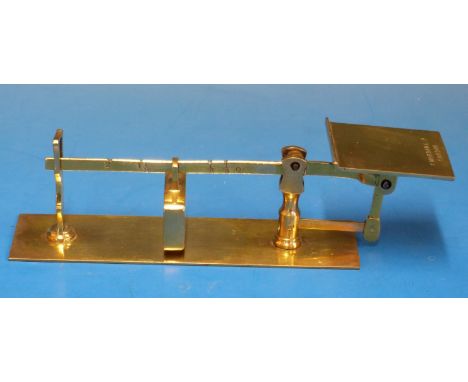 A small set of S. Mordan & Co London travelling letter scales with sliding weight, length 15cm