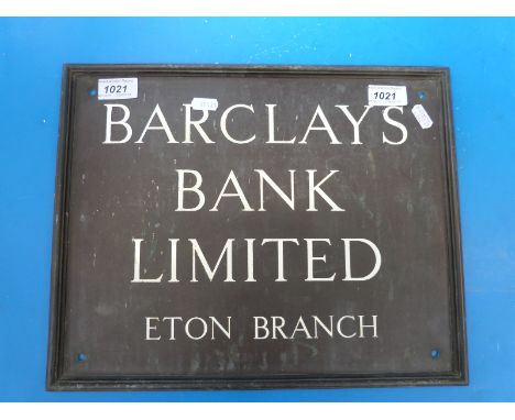 A Barclays Bank Limited bronze 'Eton Branch' sign