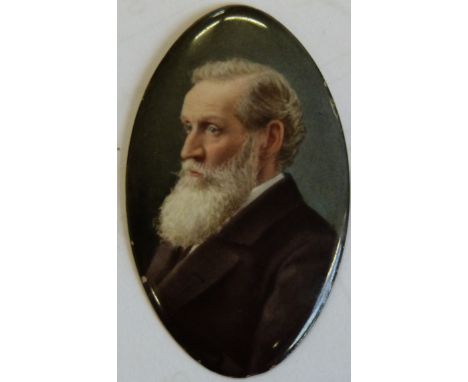 Mathieu Deroche ( French, active 1866 - 1904) Enamel miniature of a gentleman, inscribed verso 'Miniature: Mathieu Deroche mi