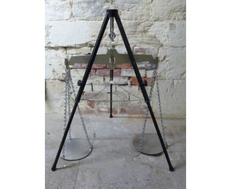 A cased set of Reverifications Ltd County Borough of Solihull 56lb beam scales and tripod