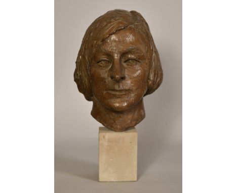 Sally Hersh (1936-2010), Jackie, a portrait bust, bronze resin, 16" (40.5cm) high overall.