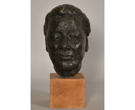Sally Hersh (1936-2010), 'Maggie', a head study in bronze resin, 14.5" (37cm) high overall.