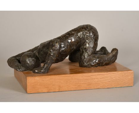 Sally Hersh (1936-2010), girl kneeling forward, circa 1973, bronze resin, 5" (12.5cm) high overall.