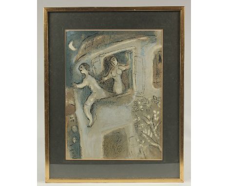 After Marc Chagall, David Saved by Michael, lithograph, published by Mourlot, 13" x 10" (33 x 25cm).