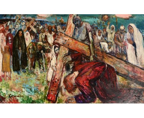 Reginald William Gammon (1894-1997), 'The Road to Calvary' oil on panel, signed, 24" x 41.5" (61 x 105cm).