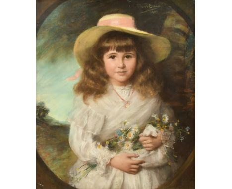 John Ernest Breun (1862-1921), a portrait of Kathleen Houson holding wildflowers, signed and dated 1901, exhibited at the Roy