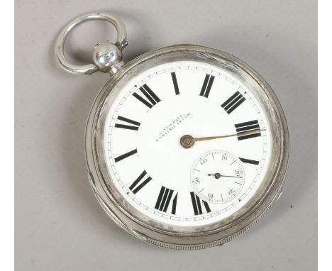 A Victorian silver cased pocket watch with enamel dial and subsidiary seconds, assayed Chester 1898. Condition Report. To be 