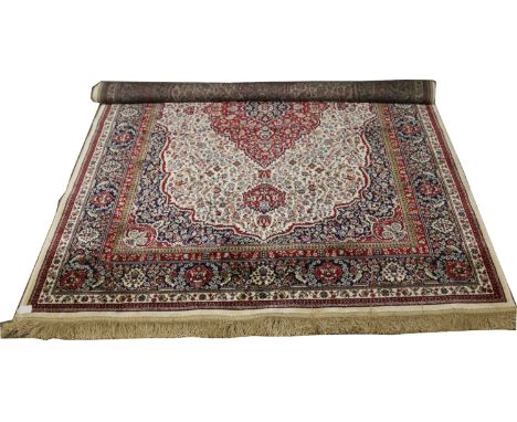 Ivory ground Cashmere traditional medallion carpet, 157 x 231cm