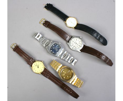 Five gentlemans watches including Rotary bracelet watch etc.