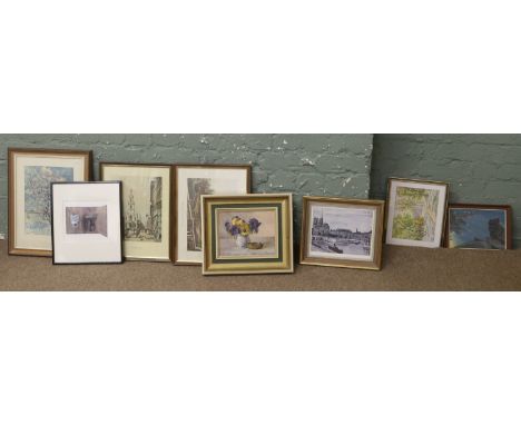 A collection of pictures to include prints, watercolours etc.